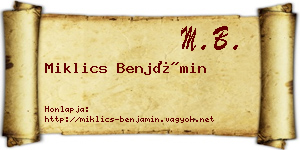 Miklics Benjámin névjegykártya
